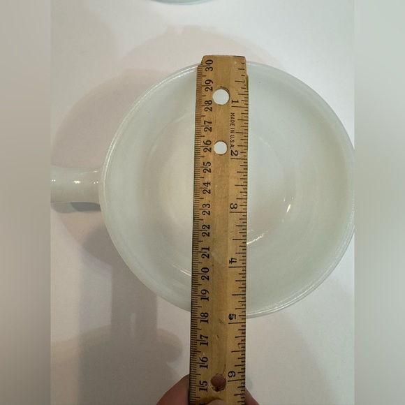 4 Vintage Glasbake White Milk Glass Soup Chili Cereal Bowls w/ Handle 11oz J2663 - Picture 7 of 9